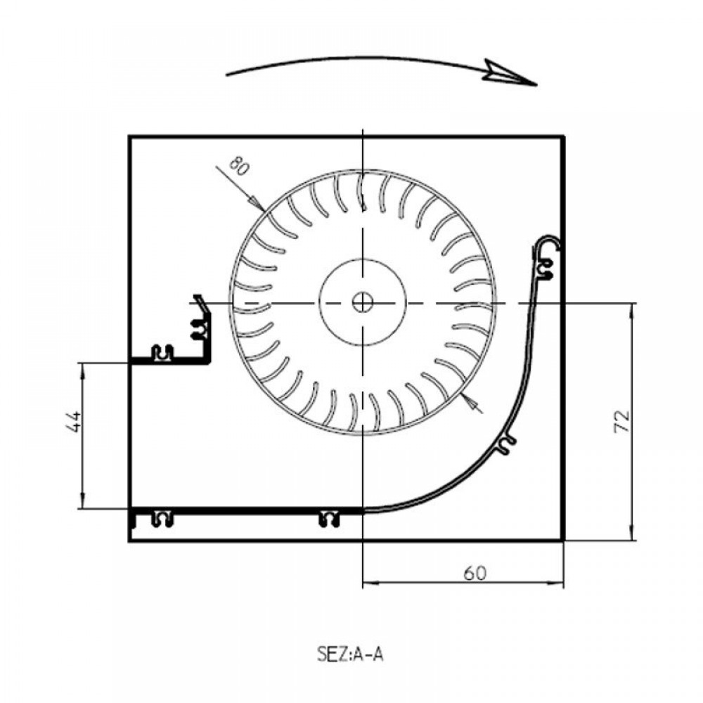 Tangentsiaalne ventilaator Ø80 mm, vooluhulk 305 m³/h | Ventilaatorid ja puhurid | Pelletikamina osad |