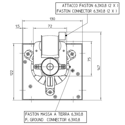 Tangentsiaalne ventilaator Fergas pelletikahjudele Cadel ja teistele Ø80 mm, vooluhulk 305 m³/h - Pelletikaminate ventilaatorid ja puhurid