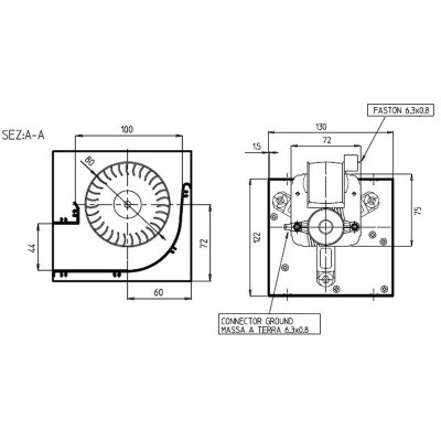 Tangentsiaalne ventilaator pelletikaminatele Prisma ja teised, Ø80 mm, vooluhulk 250 m³/h - Pelletikaminate ventilaatorid ja puhurid