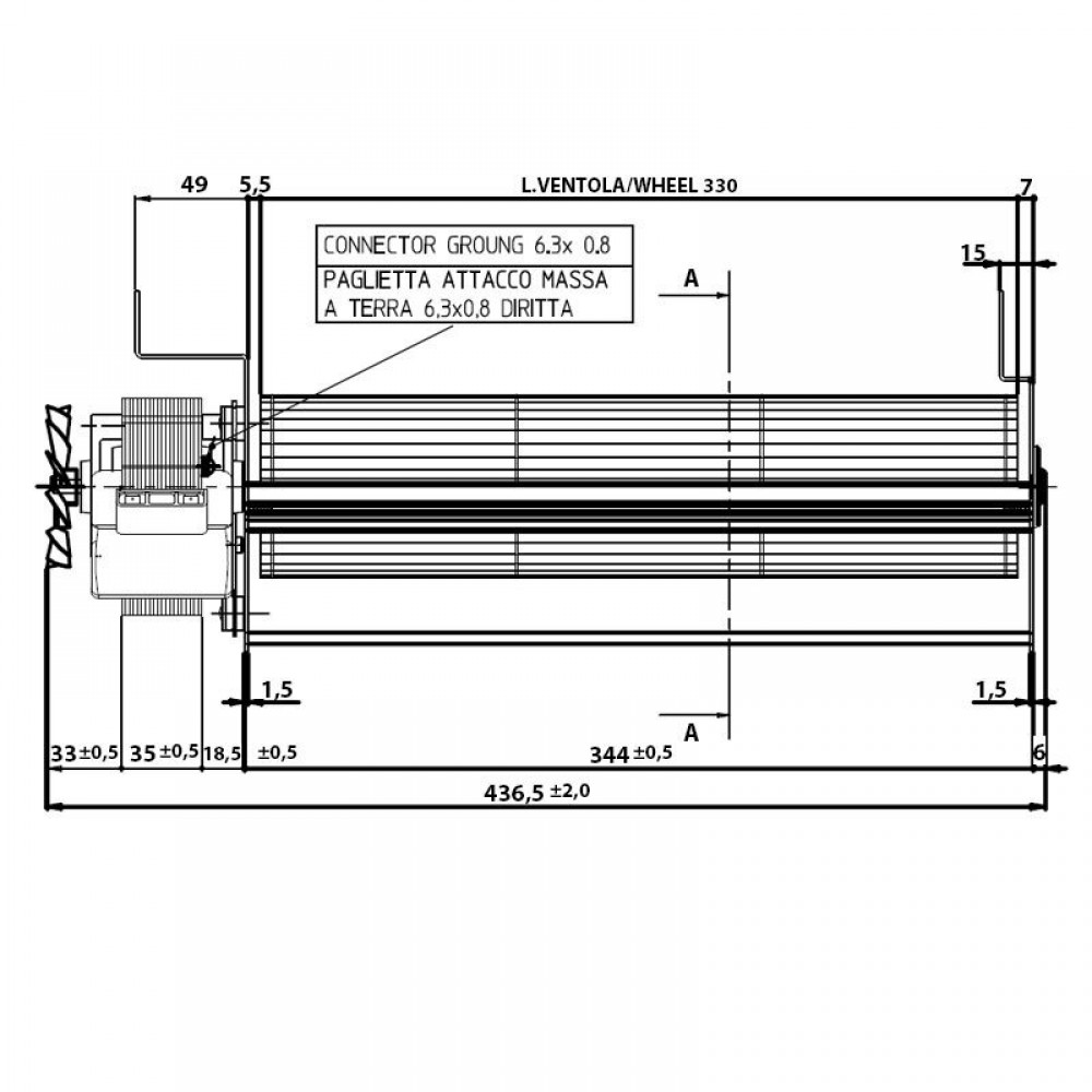 Tangentsiaalne ventilaator Fergas pelletikaminatele Edilkamin ja teistele Ø80 mm, vooluhulk 410 m³/h | Ventilaatorid ja puhurid | Pelletikamina osad |