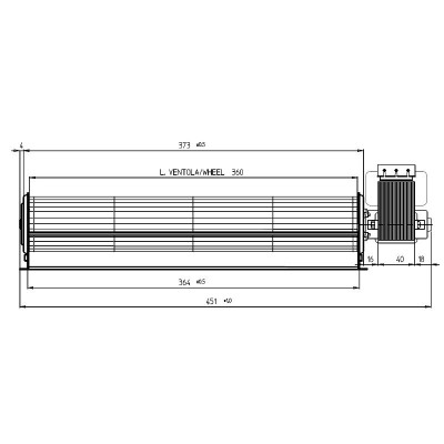 Tangentsiaalne ventilaator Fergas pelletikahjudele Superior ja teistele, Ø60 mm, vooluhulk 290 m³/h - Pelletikaminate ventilaatorid ja puhurid