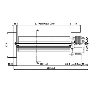 Tangentsiaalne ventilaator Fergas pelletikahjudele Edilkamin ja teistele Ø80 mm, vooluhulk 337 m³/h - Pelletikaminate ventilaatorid ja puhurid