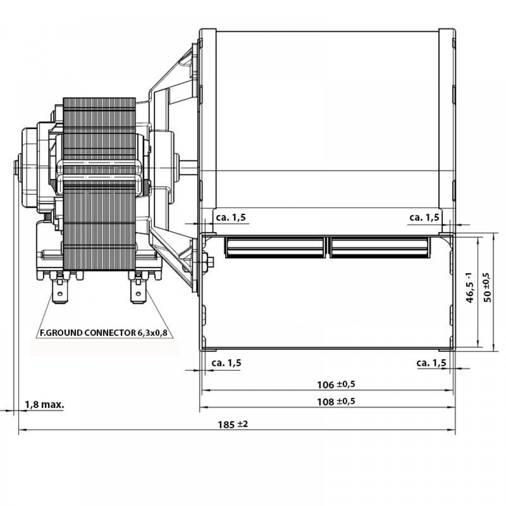 Tsentrifugaalventilaator EBM, vooluhulk 210 m³/h | Ventilaatorid ja puhurid | Pelletikamina osad |