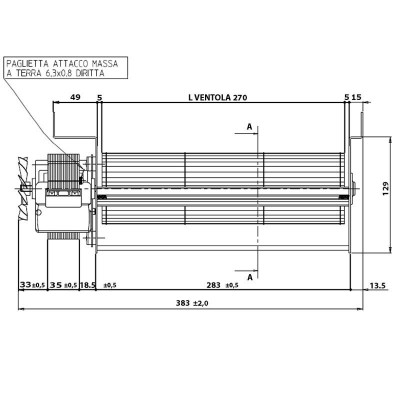 Tangentsiaalne ventilaator Fergas Edilkaminile, Italiana Caminile ja teistele Ø80 mm, vooluhulk 337 m³/h - Pelletikaminate ventilaatorid ja puhurid