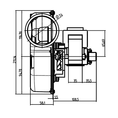 Suitsueemaldi Fergas 162 m³/h pelletikahjudele Ecoteck, Ferroli, Ravelli, Sideros jt - Pelletikaminate ventilaatorid ja puhurid