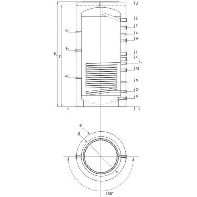 Akumulatsioonipaak Sunsystem, Model PR 300, Mahutavus 300L, Üks soojusvahetusspiraal Anum - Akumulatsioonipaagid