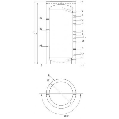 Buffer Tank Sunsystem, Model P 1000, Capacity 1000L Vessel - Akumulatsioonipaagid