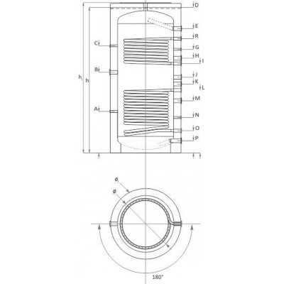 Buffer Tank Sunsystem, Model PR2 800, Capacity 800L, Two heat exchanging coils Vesse; - Akumulatsioonipaagid
