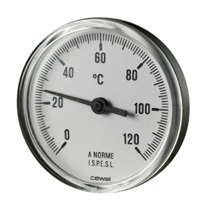 Bimetallic thermoplastic thermometer Cewal, Rear stem 50mm x 1/2'' - Keskküte